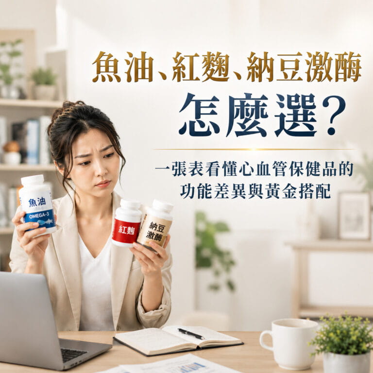 魚油、紅麴、納豆激酶怎麼選？一張表看懂心血管保健品的功能差異與黃金搭配