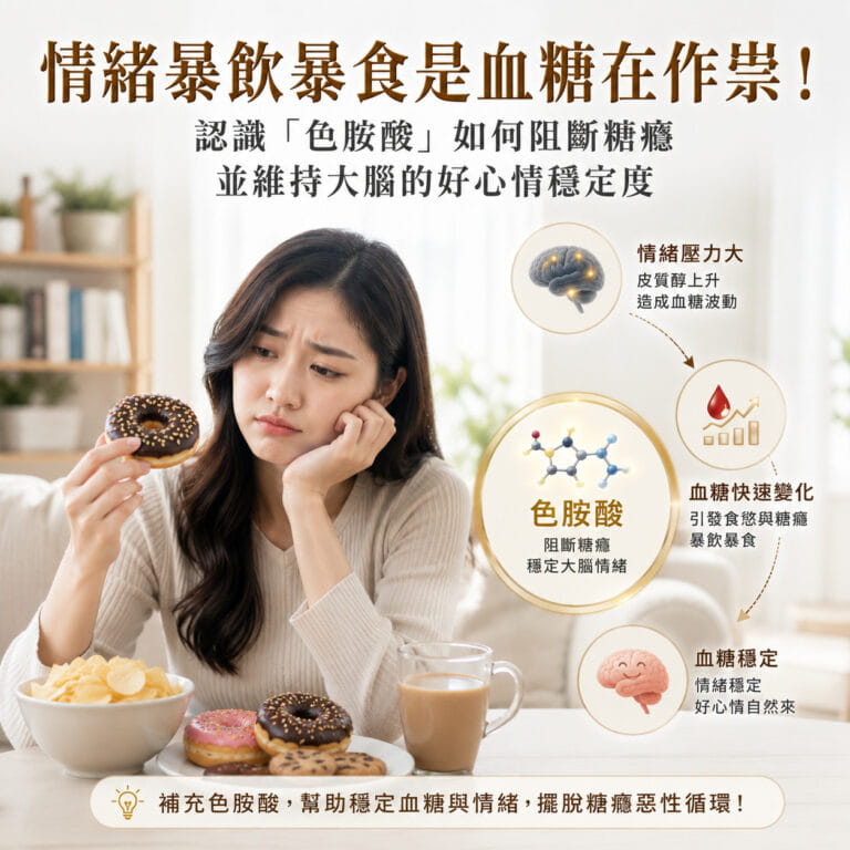 情緒暴飲暴食是血糖在作祟!認識「色胺酸」如何阻斷糖癮並維持大腦的好心情穩定度