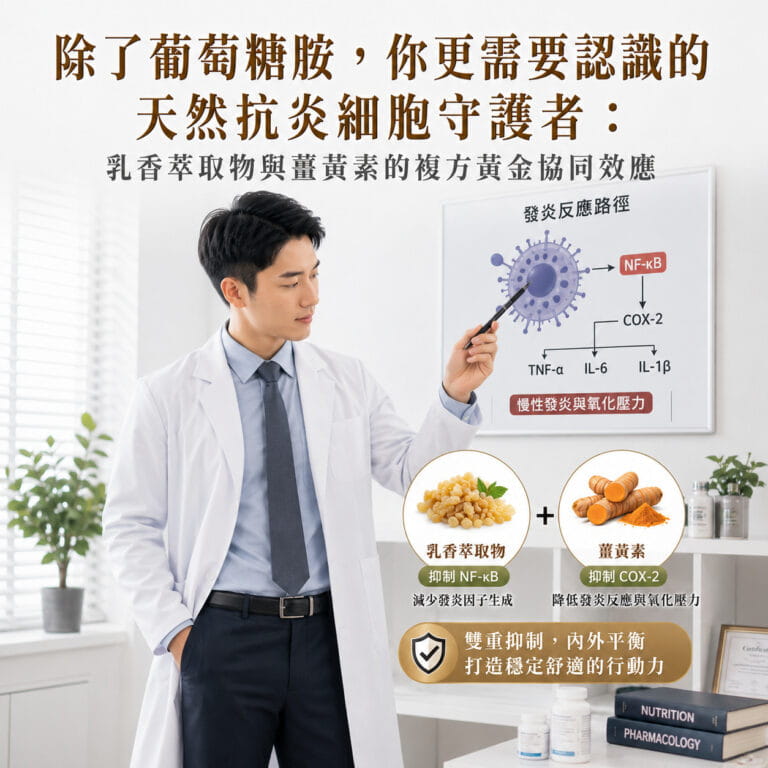 除了葡萄糖胺,你更需要認識的天然抗炎細胞守護者:乳香萃取物與薑黃素的複方黃金協同效應
