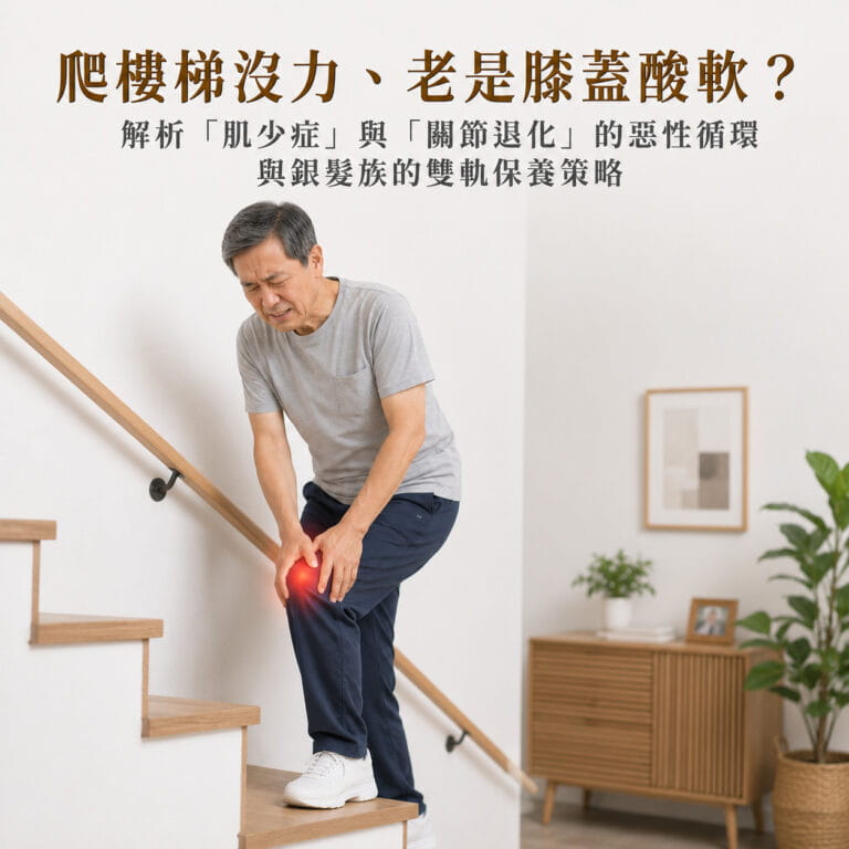 爬樓梯沒力、老是膝蓋酸軟?解析「肌少症」與「關節退化」的惡性循環與銀髮族的雙軌保養策略