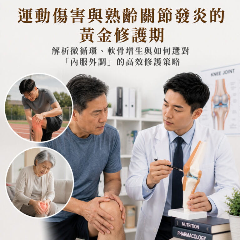 運動傷害與熟齡關節發炎的黃金修護期:解析微循環、軟骨增生與如何選對「內服外調」的高效修護策略