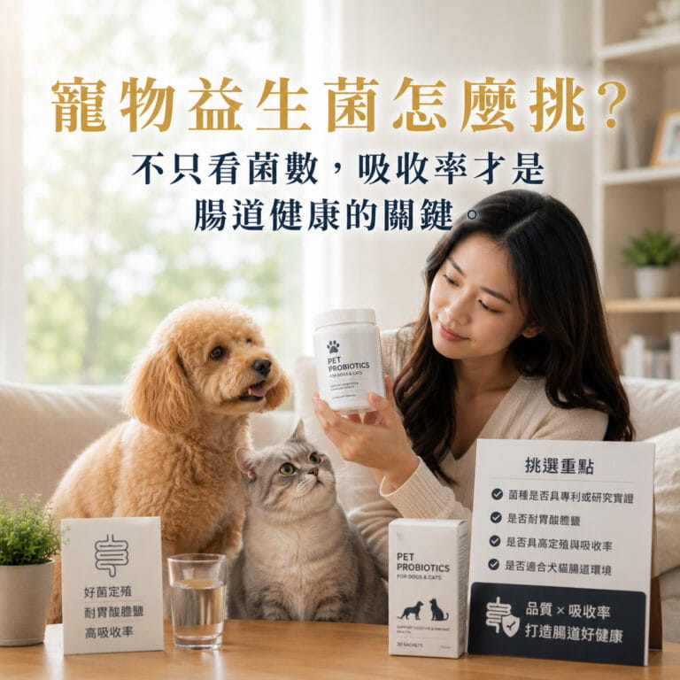 【寵物益生菌怎麼挑？不只看菌數，吸收率才是腸道健康的關鍵。】